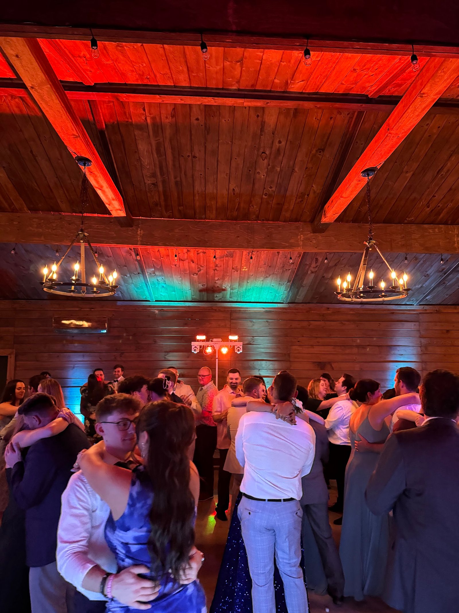 Dance floor with colorful event lighting